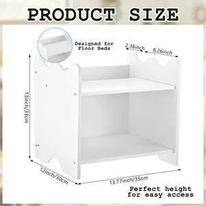Wood Kids Nightstand Wave Shape Small <strong>Bedside</strong> <strong>Table</strong> with Book Storage for Nursery Kids Room - Product Image 2