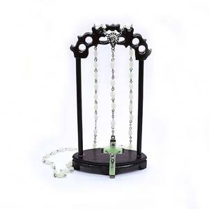 Petit collier de prière en perles ovales lumineuses de 4*6 mm, croix, perles de prière, cadeaux de mariage, export direct d'usine, vente en gros - Product Image 4