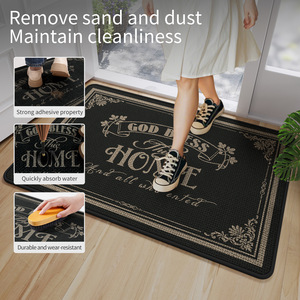 Alfombra de entrada rectangular de poliéster antideslizante con diseño de medallón para uso en interiores - Product Image 3