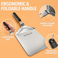 Pelle à pizza en acier inoxydable pour extérieur, pelle à pizza pour four, cuisine, transfert de gâteaux, spatule à pizza avec poignée pliable