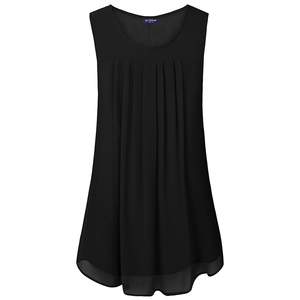 Ultimo Design logo personalizzato 100% poliestere semplice Casual donna senza maniche plissettato ufficio camicetta Top vendita calda - Product Image 5