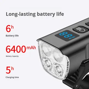 ไฟหน้า<span class=keywords><strong>จักรยาน</strong></span> 1600 ลูเมนส์ ไฟ LED สว่างพิเศษ สำหรับ<span class=keywords><strong>จักรยาน</strong></span><span class=keywords><strong>เสือ</strong></span><span class=keywords><strong>ภูเขา</strong></span>และ<span class=keywords><strong>จักรยาน</strong></span>ไฟฟ้า แบตเตอรี่แบบชาร์จได้ 6400mAh มาตรฐานกันน้ำ IPX5 - Product Image 2