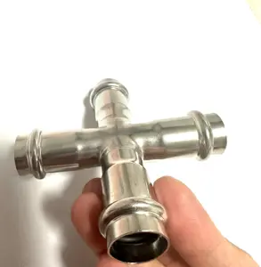 Aço inoxidável dupla imprensa Water Pipe Fittings V perfil reduzindo Cruz imprensa ajuste acessórios do tubo