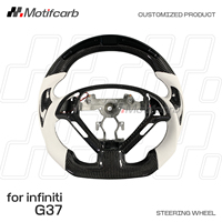Volant en carbone LED personnalisé pour Infiniti G37 G35 G35S G37S EX37 EX35 Q60 2007-2014 avec poignées en cuir perforé blanc