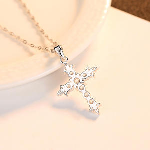 S925 Women's <b>Cross</b>-Shaped Diamond-Studded Clavicle <b>Necklace</b>, Stylish Design (Customizable in Copper) - Product Image 3