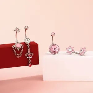 Toposh Trending Sex Crystal Pink Owl Letter Navel Dragon Claw Stylish 316l Surgical Stainless Steel Belly Button Ring Piercing