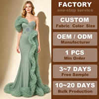Robe de soirée vintage vert menthe naturelle, épaules dénudées, coupe trapèze, en tulle orné de strass, pour performance scénique féminine, sur mesure, style Drag Queen