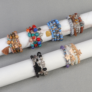 Bracelet ethnique bohème à perles, papillon tendance, cristal, multi-couches, multi-éléments, bracelet élastique - Product Image 4