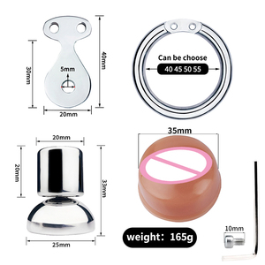 Мужская плоская клетка целомудрия с металлическим уретральным катетером - Product Image 6