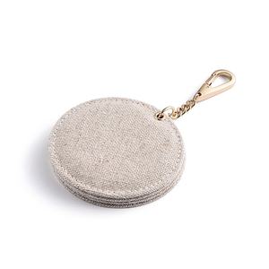 OEM Private Label <b>Round</b> Makeup Mini Hand <b>Mirror</b> Fabric <b>Small</b> Double Side <b>Mirror</b> With Keychain - Product Image 3