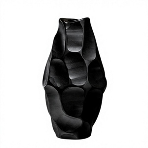 Jarrón Negro Minimalista Contemporáneo, Texturizado, Artístico, Decorativo, para Pedidos al por Mayor - Product Image 1