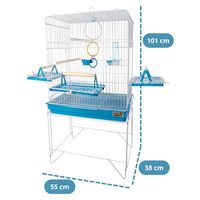 Cage à perruches simple et bien équipée, pliable, avec plateformes de jeu extérieures surélevées, balançoires annulaires, jouets, mangeoires et abreuvoirs inclus