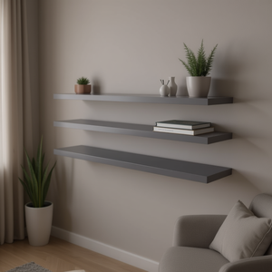 Pannelli Moderni Grigi in Legno Ingegnerizzato per Libreria 23.6x3.9x0.6, Set da 4 Pezzi Rimovibili Montabili a Parete per Scaffalature e Organizzazione - Product Image 2