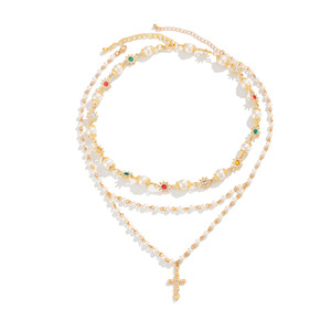 Ensemble de colliers pendentifs croix style Hip Hop en alliage, avec zircon et perles, pour homme, idéal pour mariage ou soirée - Product Image 6
