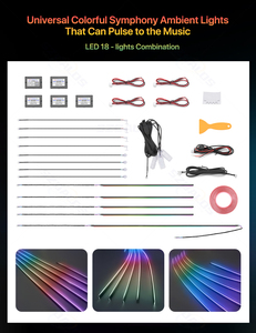 Kit d'éclairage LED d'ambiance pour voiture, personnalisable par le fabricant OEM, symphonie dynamique RGB, 18/22 en 1, éclairage intérieur de voiture - Product Image 2