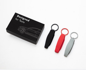 Funda de silicona para llave de coche original con llavero metálico para <span class=keywords><strong>Tesla</strong></span> Model 3 X S Y, accesorios, soporte para llave para <span class=keywords><strong>Tesla</strong></span> Model 3 - Product Image 2