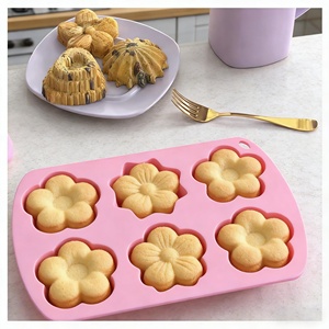 Kit de moules en silicone DIY 6 fleurs, très demandé, pour la maison et la cuisine, compatible four et lave-vaisselle, outils de pâtisserie et de cuisson - Product Image 3