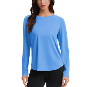 Chemises d'entraînement pour femmes UPF 50 + <span class=keywords><strong>chemisier</strong></span> à manches longues pour Yoga <span class=keywords><strong>randonnée</strong></span> hauts léger séchage rapide Protection UV extérieur personnalisé OED - Product Image 2