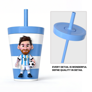 ZREGGUR Venta al por mayor <span class=keywords><strong>Taza</strong></span> térmica de acero inoxidable de doble pared de 12 oz con diseño de <span class=keywords><strong>Messi</strong></span>, con pajita, sin BPA, aislamiento de 6-12 horas - Product Image 6