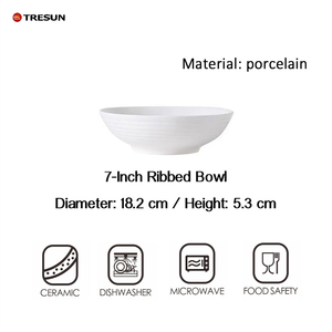 Bol en céramique blanc pur de style nordique, résistant au micro-ondes, vaisselle de table émaillée pour la maison, bols à salade, à soupe et à nouilles - Product Image 4