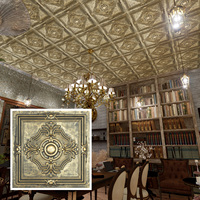 Livraison incluse, dalles de plafond imitation étain 2x2 pieds, panneaux de plafond en PVC pour restaurants et bars PL38 Or antique PAINTSDECOR