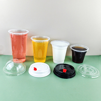 Wegwerp transparante plastic bekers voor Boba-thee, ijskoffie en fruitsap van Chinese fabrieken, met enkelwandige uitvoering en aangepast logo.