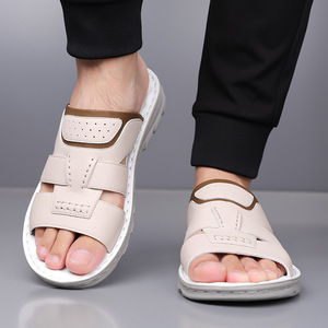 Men's Casual <b>Slides</b> Open Toe Pu Upper Rubber Outsole Anti <b>Slip</b> Outdoor Sandals - Product Image 2