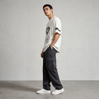 T-shirt Homme T13 MINFAN en Gros 100% Coton Manches Courtes Coupe Boxy Imprimé Graphique Décontracté Streetwear Rétro Motif Œil