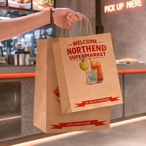 Sac en papier biodégradable et écologique pour emballage de poulet frit, nuggets, burgers et frites, taille personnalisée, pour restauration rapide - Product Image 4