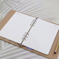 Carnet à 6 anneaux en cuir PU, rechargeable, avec pochettes à pression pour cartes, logo personnalisé, journal de bureau professionnel