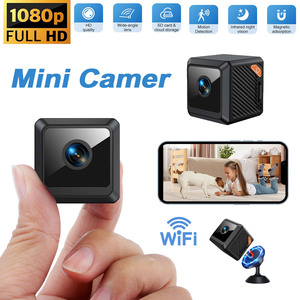Mini caméra W02 HD1080P avec aimant puissant, <span class=keywords><strong>WiFi</strong></span> <span class=keywords><strong>sans</strong></span> fil, moniteur pour bébé, détection d'animaux domestiques, sécurité domestique, vision nocturne, carte mémoire - Product Image 1