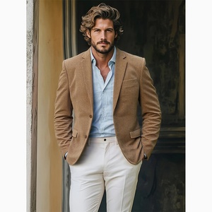 Veste de costume homme BMT23 à un bouton, respirante, en velours côtelé, style italien, décontractée et sportive, couleur unie, toutes saisons - Product Image 3