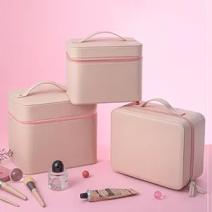 Commercio all'ingrosso professionale rosa borsa per il trucco custodia cosmetica maniglia di stoccaggio Organizer artista Kit da viaggio per le ragazze delle donne