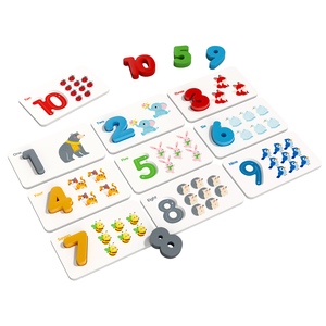 Juego de emparejamiento de números de madera, tarjetas de emparejamiento de matemáticas Montessori, juguete educativo, juego para niños - Product Image 1