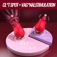 Vibrateur Rose 2-en-1 Sans Fil Tactile Étanche IPX7 avec Contrôle Vidéo et Sonore, Lèche-Clitoris et Succion, Tasse Amovible et Langue Rotative à 360°