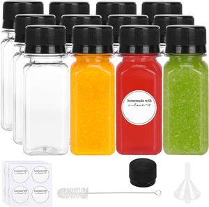 60ml 2oz clair petit jus smoothie carré bouteilles en plastique avec bouchons couvercles <span class=keywords><strong>mini</strong></span> jus boisson conteneurs avec couvercles pour réfrigérateur - Product Image 1