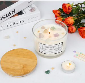 Frascos <span class=keywords><strong>de</strong></span> Vidrio Transparente <span class=keywords><strong>de</strong></span> 12 oz <span class=keywords><strong>con</strong></span> Boca Ancha para Hacer Velas, <span class=keywords><strong>con</strong></span> Tapas <span class=keywords><strong>de</strong></span> Bambú Herméticas, Bonitos Recipientes Vacíos al por Mayor - Product Image 1