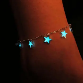 Tornozeleira da praia turquesa contas azul pentagonal estrela tornozeleira