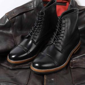 OEM Buena Calidad Negro Hombres Zapatos <span class=keywords><strong>de</strong></span> cuero <span class=keywords><strong>de</strong></span> vaca con cordones <span class=keywords><strong>botas</strong></span> casuales <span class=keywords><strong>para</strong></span> los hombres - Product Image 5