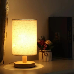 Boyid Log lampe simple lampe <span class=keywords><strong>de</strong></span> lit en tissu décoratif nordique en <span class=keywords><strong>bois</strong></span> massif atmosphère rétro petite veilleuse - Product Image 6