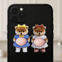 Quzao 3D Pop Belly Sticker TPR Squishy Kawaii Hond Kat Decal Stress Verlichting Fidget Toy Telefoon Laptop Decoratie Tas 11x7cm QC Gecertificeerd