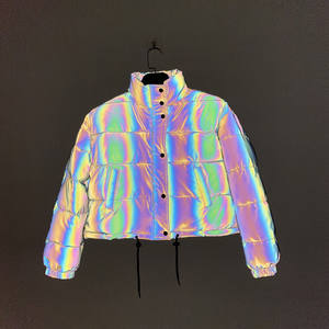 <span class=keywords><strong>Hologramme</strong></span> réfléchissant dames court lumineux <span class=keywords><strong>veste</strong></span> manteau arc-en-ciel pour le froid hiver Polyester doublure Varsity <span class=keywords><strong>veste</strong></span> épaisse femme hiver - Product Image 4