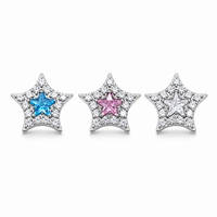 Piercing de Titanio ASTM F136 con Estrella y Circonita Cúbica, Labret de Base Plana para Nariz, Lengua y Oreja, Joyería de Moda para Mujer