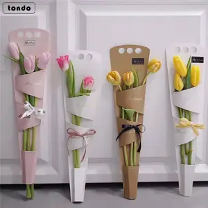 Tondo 2021 Waterproof Single Rose Flower Wrapping Bag Handmade Rose Carrier Bag Bouquet Holder