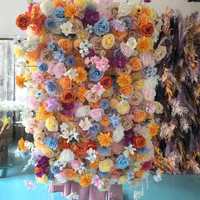 Mur floral 3d Roll Up Suspendu jardin de fleurs artificielles Fleur de Soie Toile de Fond Murale Pour la Décoration de Mariage