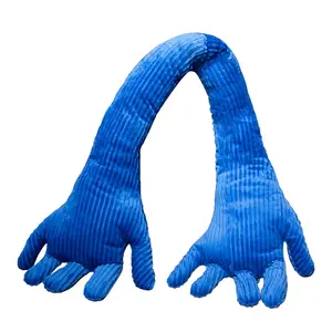 Oreiller en velours côtelé avec bras de palmier bleu nordique, coussin personnalisé pour dormir, décoration pour la maison, salon, pour petit ami, 1 pièce