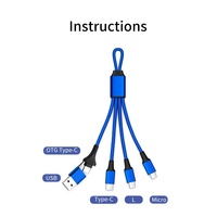 Câble de charge portable pour porte-clés 5 en 1, multi-ports, nylon durable, logo personnalisé, cadeau promotionnel d'entreprise