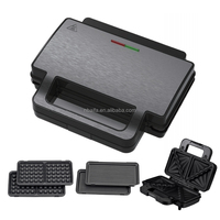 Aifa Appareil à petit-déjeuner 3 en 1 Appareil à sandwich à commande numérique 1500W 4 tranches Gaufrier Grill avec 4 plaques antiadhésives détachables