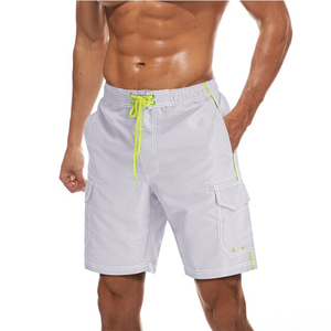 Shorts cargo unis pour hommes 100 % nylon, taille mi-haute, séchage rapide, teinture unie, tissé, fermeture à cordon de serrage, coupe sportive - Product Image 2