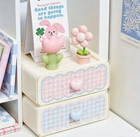 Boîte de rangement à tiroirs avec poignée en forme de cœur, design tendance, multi-compartiments pour la papeterie, les bijoux, les produits de soin de la peau, les articles divers pour la chambre d'étudiant